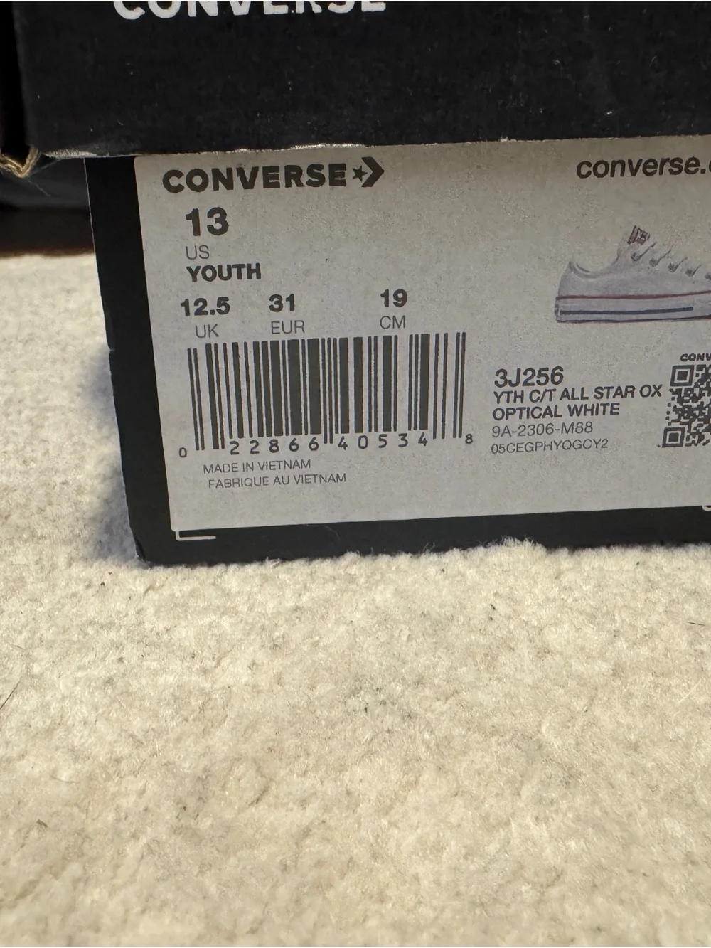 Converse Kids White Low-Top Canvas Sneakers with Red Stripe